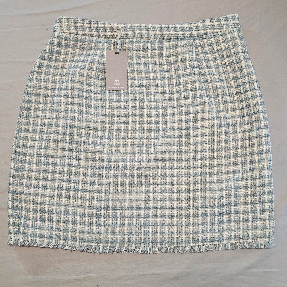 Preston & York Size 16 Classic Chic Joan Mist Blue Tweed Skirt NWT 1056